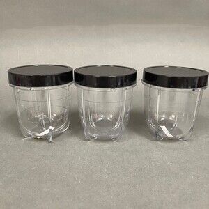 Magic Bullet Short Cups with Black Resealable Replacement Add-on Lot of 3
